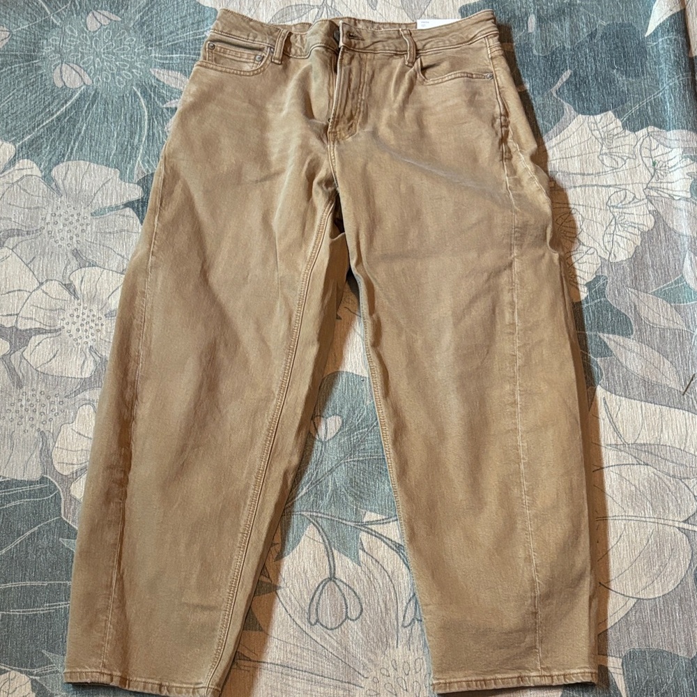 American Eagle Outfitters Women's Beige Wide Leg Barrel Pants